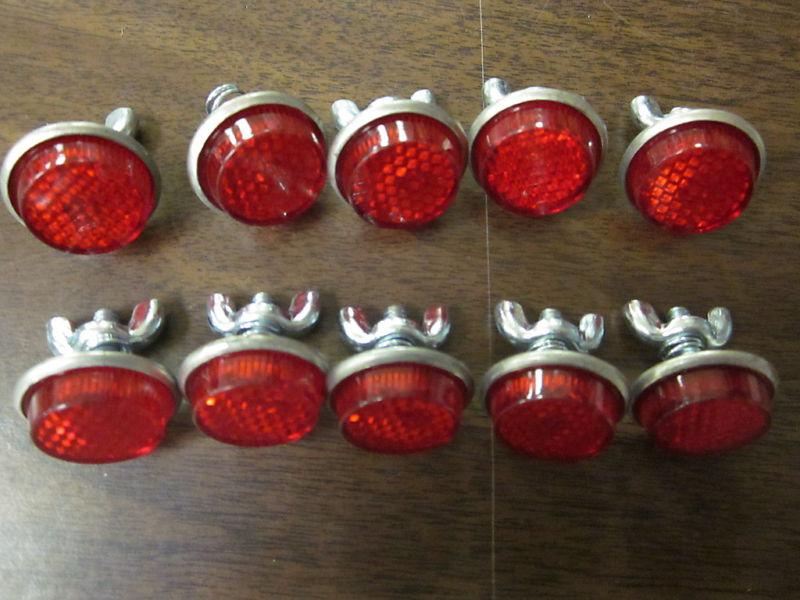 ~10~ red license plate bolt reflector bike fasteners