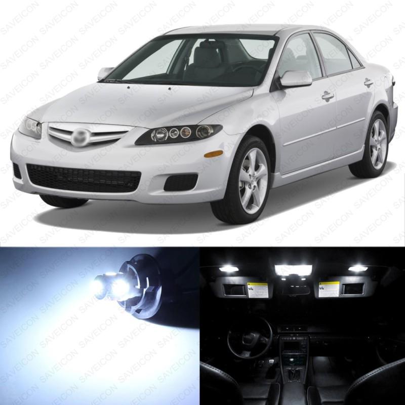 8 x xenon white led interior lights package for 2003 - 2008 mazda 6