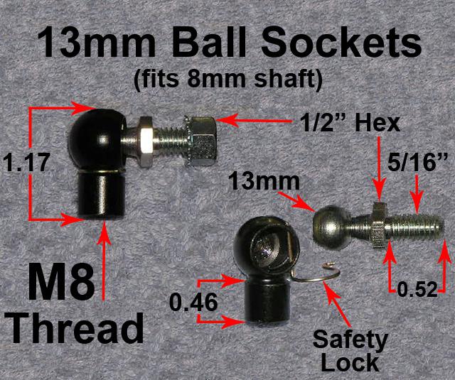 Set 13mm new ball socket nitro-prop gas support strut lift arm end fitting kit  