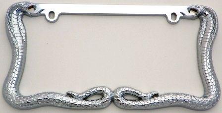 Snakes, cobra chrome heavy duty license plate frame