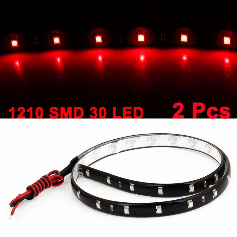 Vehicle interior decor red 3528 1210 smd 30 led flexible lamp strip 60cm 2 pcs