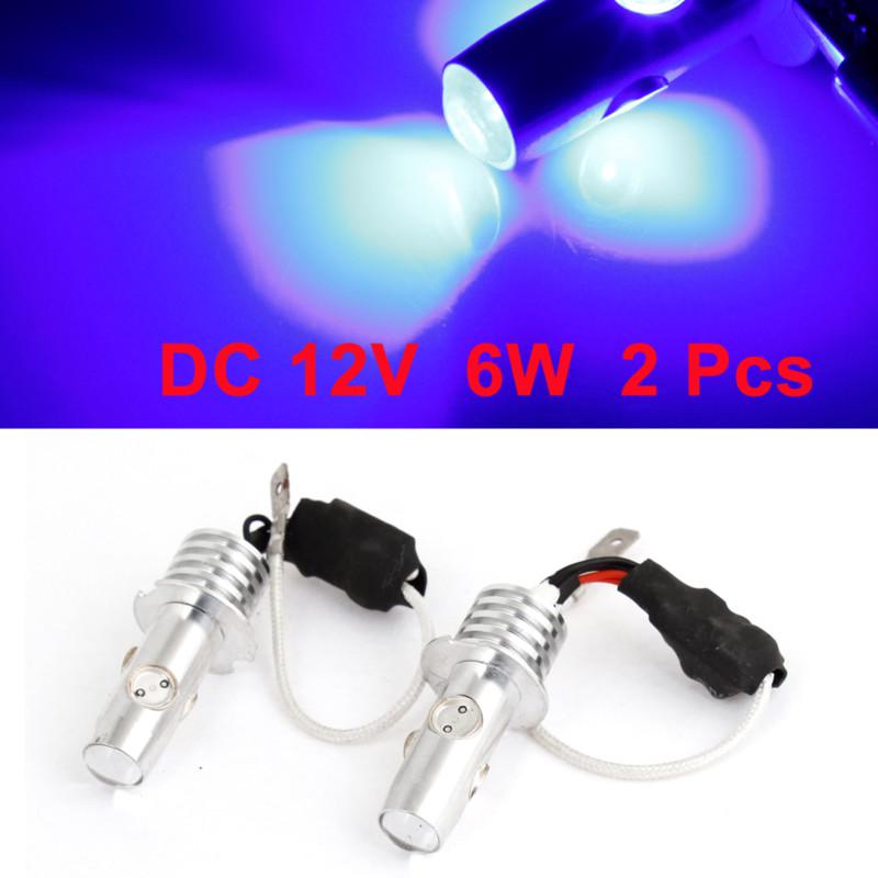 Car h3 4 smd blue led 6w flashing daytime driving lamp fog light bulb 2pcs