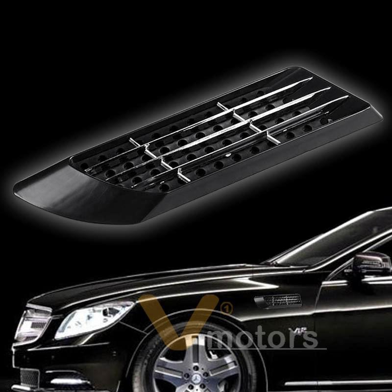 Euro style duct car suv black fender side vent hood badge air intake flow grille