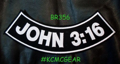 John 3:16 whit iron and sew on bottom rocker patch for biker jacket vest br356sk