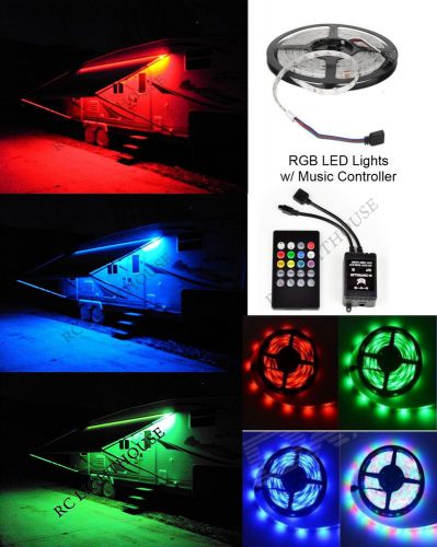 12&#039; rv led camper awning boat light set ir remote music rgb 12&#039; 3528 waterproof