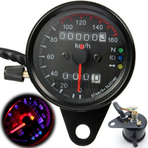 Motorcycle black universal dual odometer backlight signal  led gauge speedometer