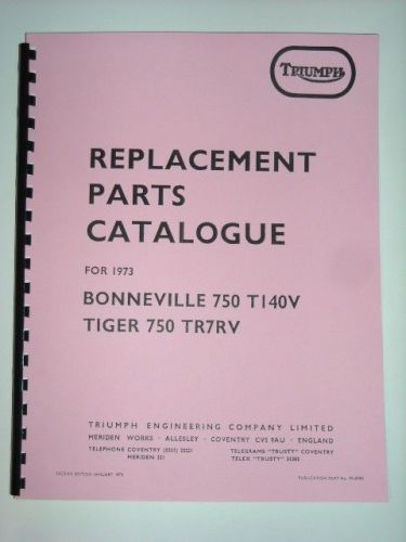 Parts manual fits triumph 1973 t140 bonneville tr7 tr7 tiger 750cc twin book