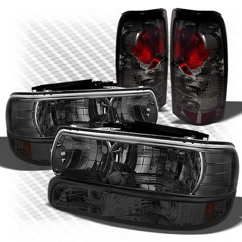 99-02 silverado smoked headlights + bumper + altezza style tail lights combo set