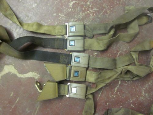 Original gm chevy full size 2-sh 3-ft bench seat belts tan 67 68 69 70 71 72 ah