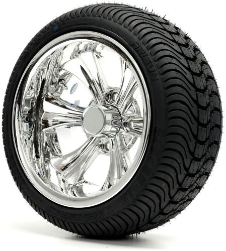 Golf cart 12&#034; chrome &#034;barracuda&#034; wheels and 215/35-12 dot low profile tires -4