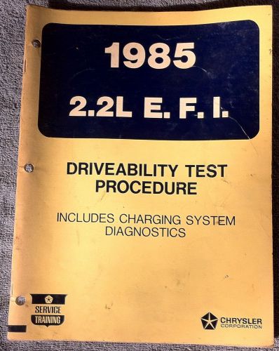 1985 85 chrysler 2.2 e.f.i. oem factory driveability service shop repair manual