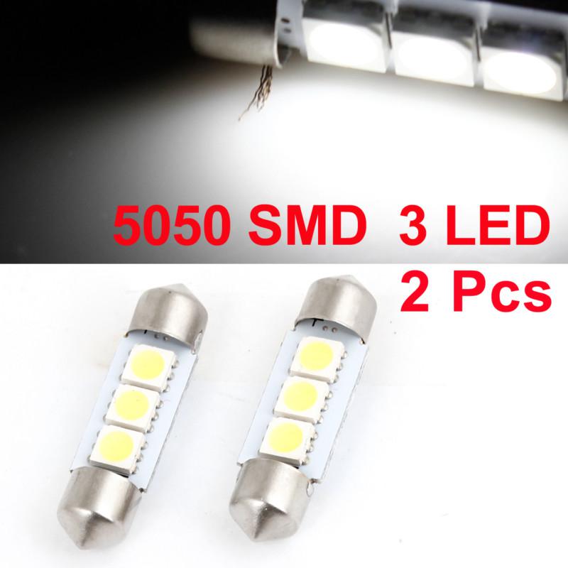 2 x car 36mm white 5050 smd 3 led festoon dome map light bulb dc 12v