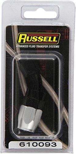 Russell 610093 black/silver -6 an 45 degree full flow hose end