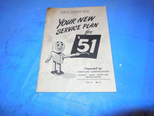 1951 plymouth original mopar &#034;new service plan&#034; booklet!!