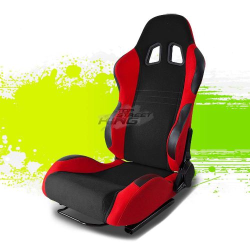 Black/red fully reclinable jdm sports racing seats+adjustable slider driver side