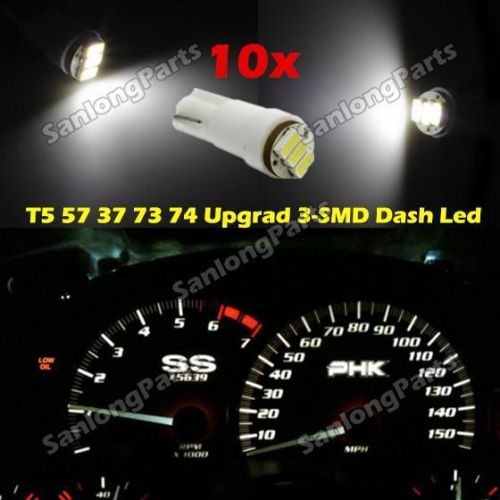 10x white led 3smd instrument dash speedo light bulbs t5 37 74 for subaru