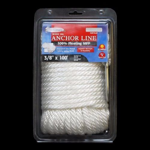 Dockmate dm53328 3/8 in x 100 ft white boat anchor line