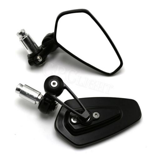 2x universal black motorcycle billet aluminum 7/8&#034; bar end side rearview mirrors