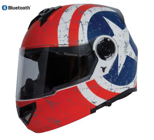 Torc avenger t27 modular dual visor helmet rebel star with blinc bluetooth