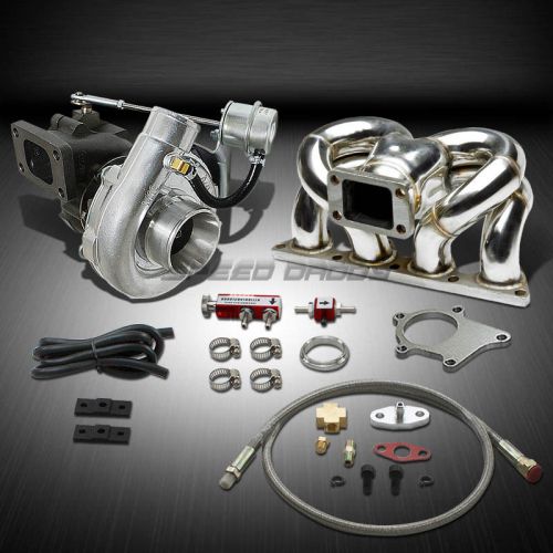 T04 .63ar 400+hp boost 5pc turbo charger+ram horn manifold kit for honda b16/b18