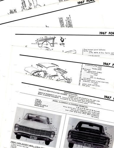 1967 1968 ford xl ltd galaxie motor&#039;s original body frame crash illustrations m