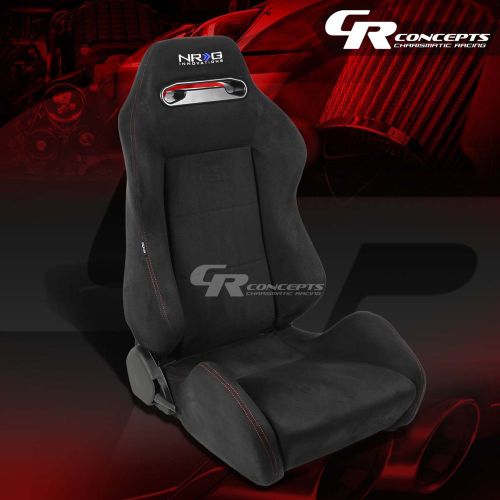 Nrg black suede reclinable sports racing seats+mounting sliders passenger side