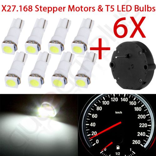 6x stepper motor x27.168 for gm speedometer cluster repair kit 8 white led bulbs