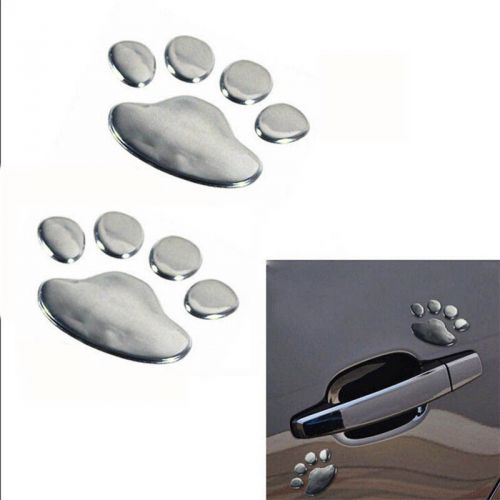 Metal bear paw pet animal footprints emblem superrun car decor 3d sticker decal
