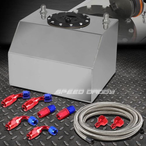 4 gallon/15 liter aluminum racing fuel cell gas tank+cap+steel braided line kit