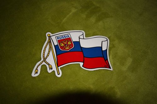 Russia flag shaped automotive bumper sticker (made in russia)