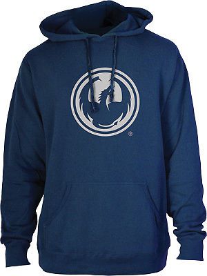 Dragon icon mens pullover hoodie navy blue/white