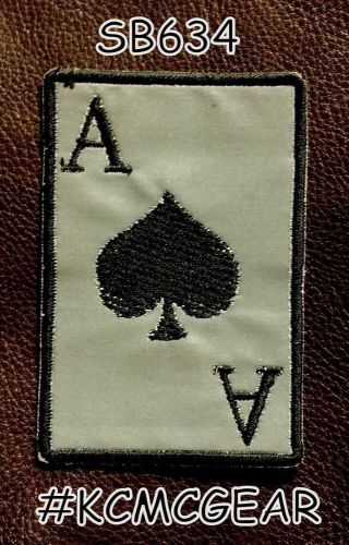 Ace of spades black on reflective small badge for biker vest motorcycle patch