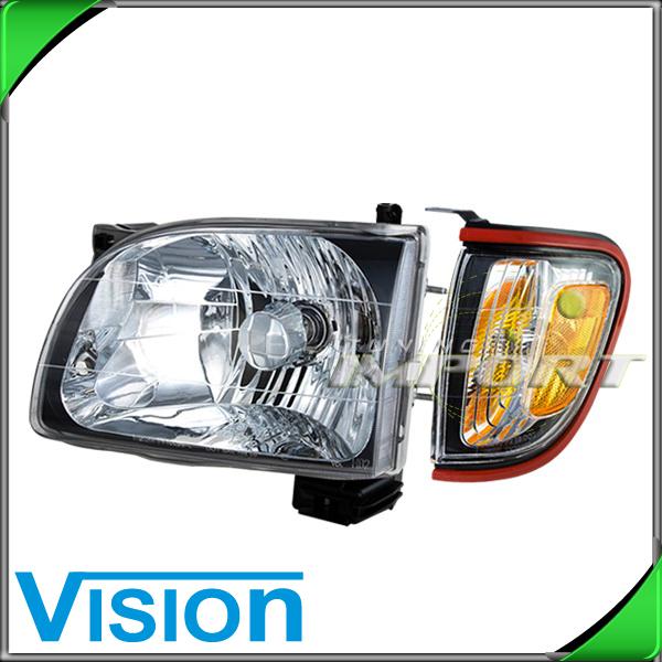 Driver side left headlight w/corner light lamp+red bezel 2001-04 toyota tacoma