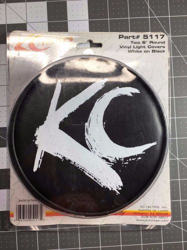 Kc hilites 5117 black vinyl 6in round light cover with kc logo - set of 2