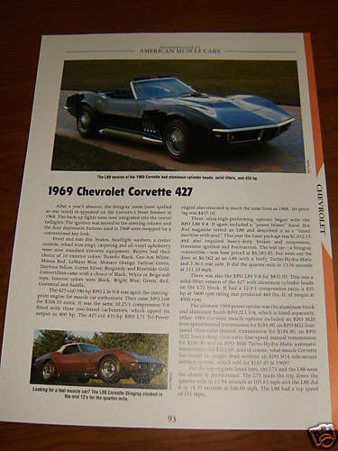 ★★1969 chevy corvette 427 specs info photo 69 stingray convertible★★