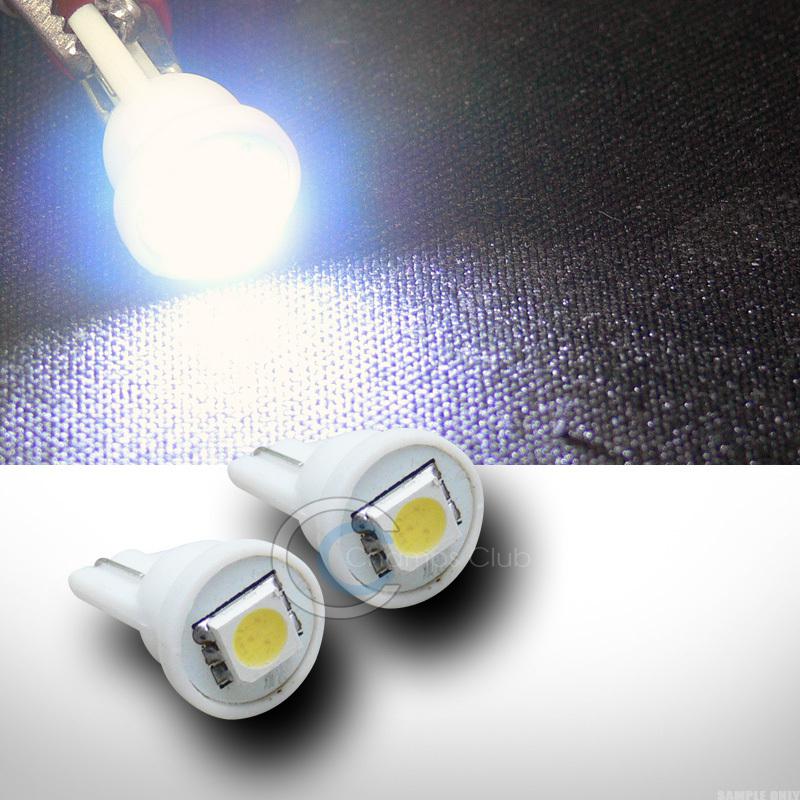 2pc white t10 wedge 1x 5050 smd led interior/glove box/dome/map light lamp bulb