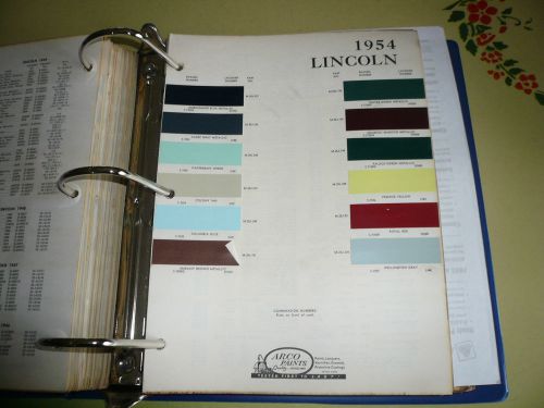 1954 lincoln arco paints color chip paint sample - vintage