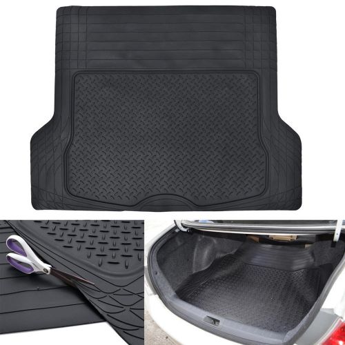 Odor-free cargo/trunk liner mat for car van suvs trimmable rubber tough - black