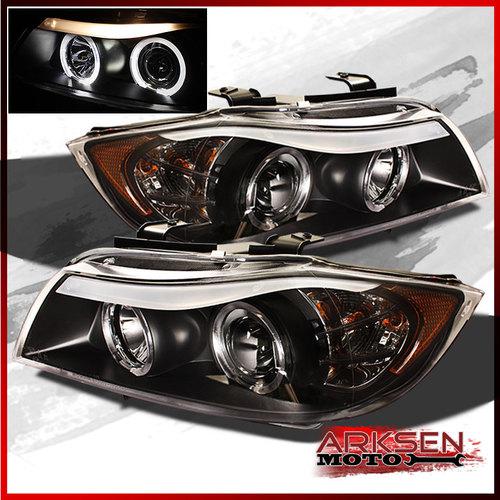 06-08 bmw e90 3-series 4dr sedan halo projector headlights front lamps black