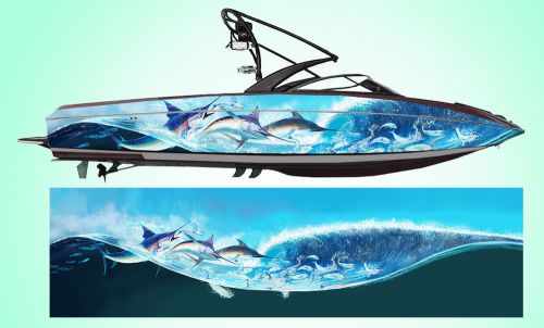 Marlin hunters boat wrap * new fish design * customized for your boat