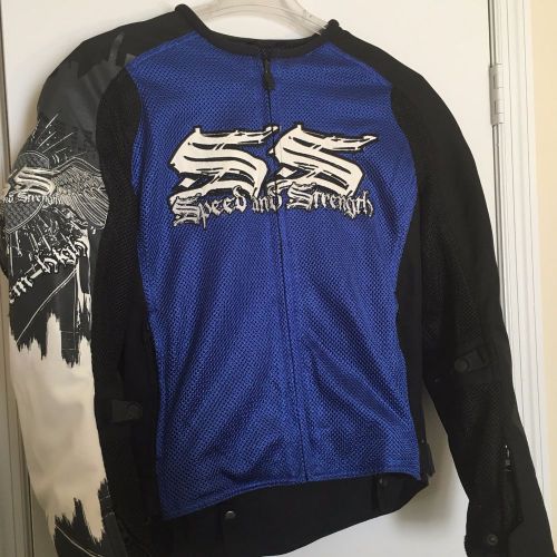 Speed and strength motorcycle jacket hang &#039;em high size medium blue