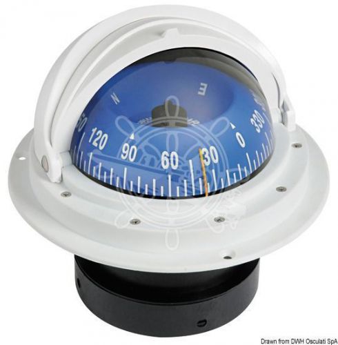 Riviera boat marine high speed compass 4&#034; 100mm white/blue front compass card