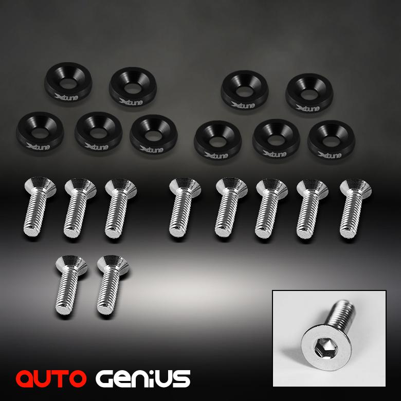 10 pc black billet aluminum fender concave washer washers w/screws dress up kit