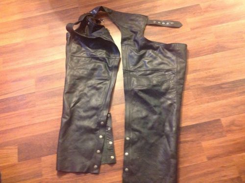 Motorcycle riding chaps vintage black leather