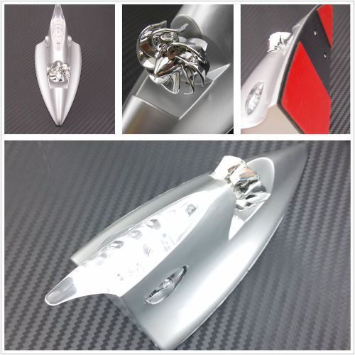 Car auto wind power led light shark fin roof antenna flash light silver 13.8(l)