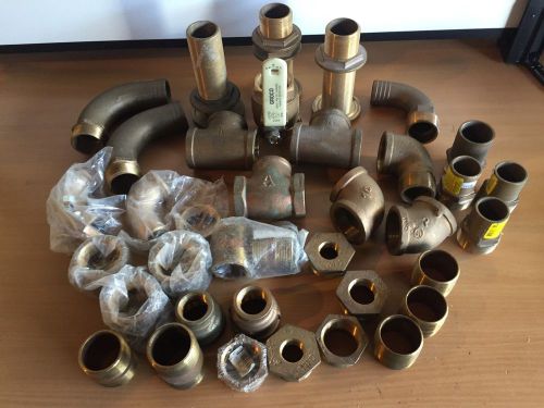 (27) bronze marine fittings ---1-1/2&#034;---sold as lot (groco, perko, apollo, etc.)