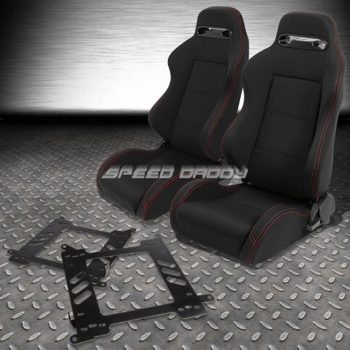 2x type-r black canvas bucket racing seat+slider+bracket for 99-07 focus mark 1