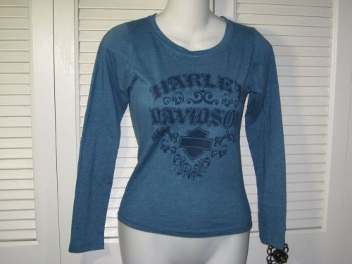 Harley davidson women&#039;s wide neck long sleeve pullover~size s~euc!