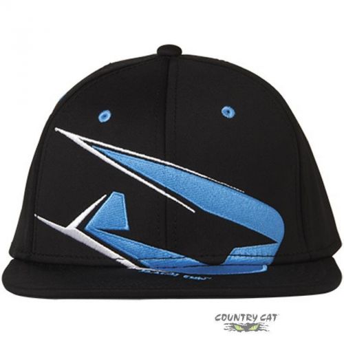 Drift racing adult big &#034;d&#034; flat brim baseball cap hat - black / blue - 5245-503