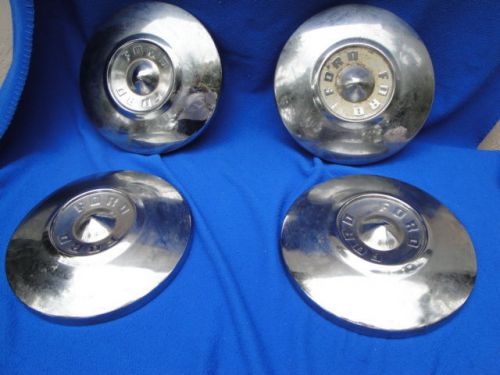 1955-1956 ford &#034;dog dish&#034; hubcaps set of four